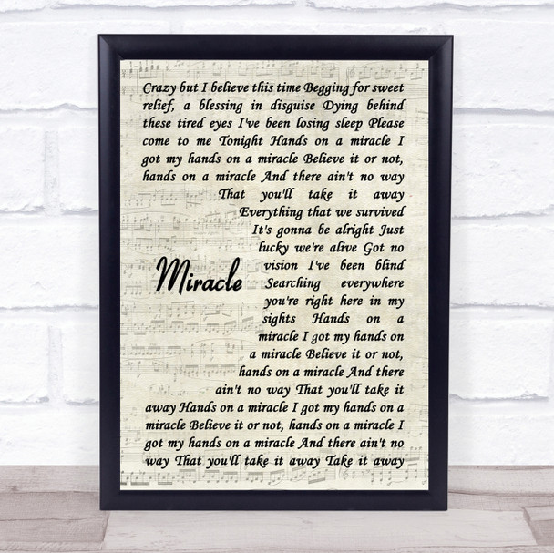 Foo Fighters Miracle Song Lyric Vintage Script Quote Print