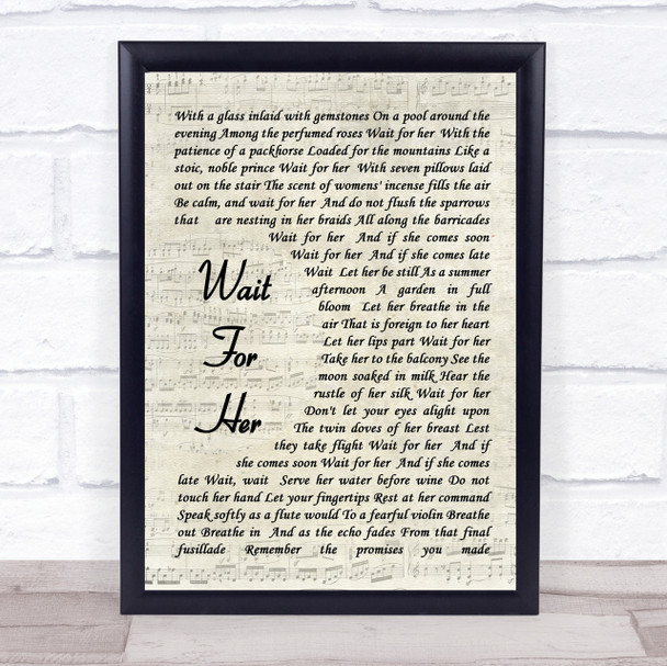 Roger Waters Wait For Her Song Lyric Vintage Script Quote Print