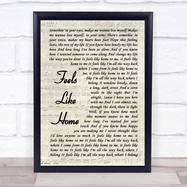 Chantal Kreviazuk Feels Like Home Vintage Script Song Lyric Quote Print