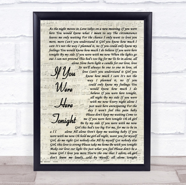 Alexander O'Neal If You Were Here Tonight Vintage Script Song Lyric Quote Print