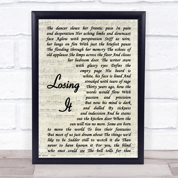 Rush Losing It Song Lyric Vintage Script Quote Print