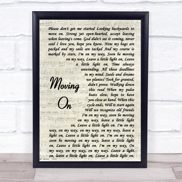 James Moving On Vintage Script Song Lyric Print