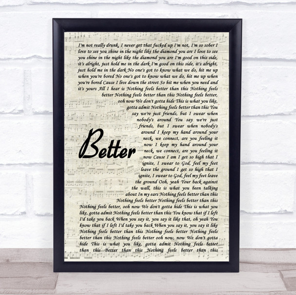 Khalid Better Vintage Script Song Lyric Print