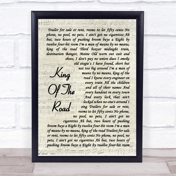 Roger Miller King Of The Road Vintage Script Song Lyric Print