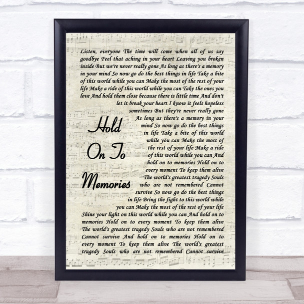 Disturbed Hold On To Memories Vintage Script Song Lyric Print