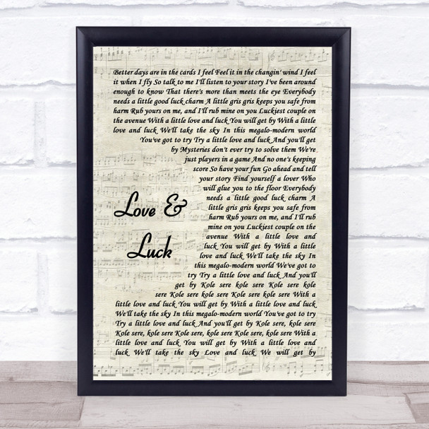 Jimmy Buffett Love And Luck Vintage Script Song Lyric Print