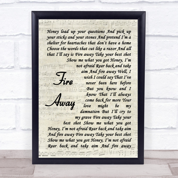 Chris Stapleton Fire Away Vintage Script Song Lyric Print