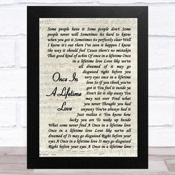 Alan Jackson Once In A Lifetime Love Vintage Script Song Lyric Music Art Print