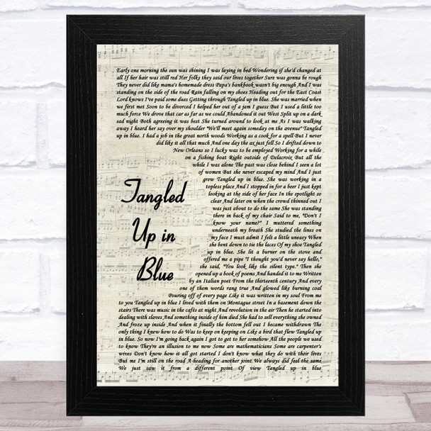 Bob Dylan Tangled Up in Blue Vintage Script Song Lyric Music Art Print