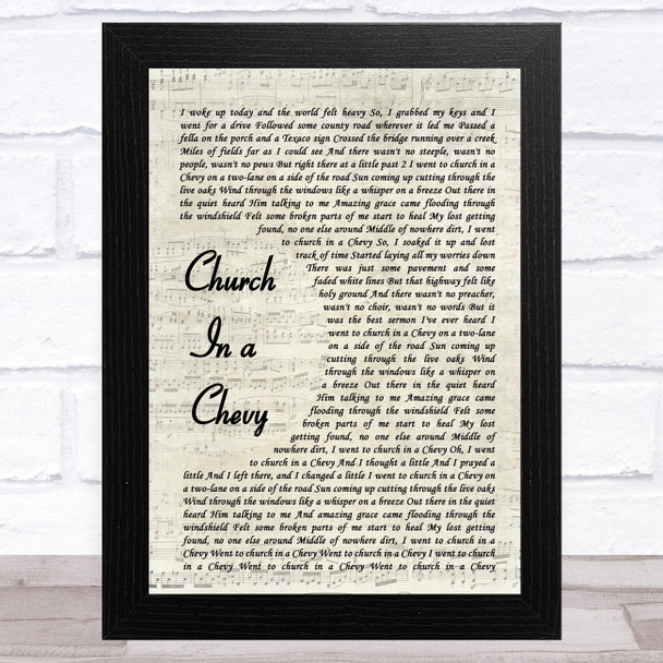 Jordan Davis Church In A Chevy Vintage Script Song Lyric Music Art Print