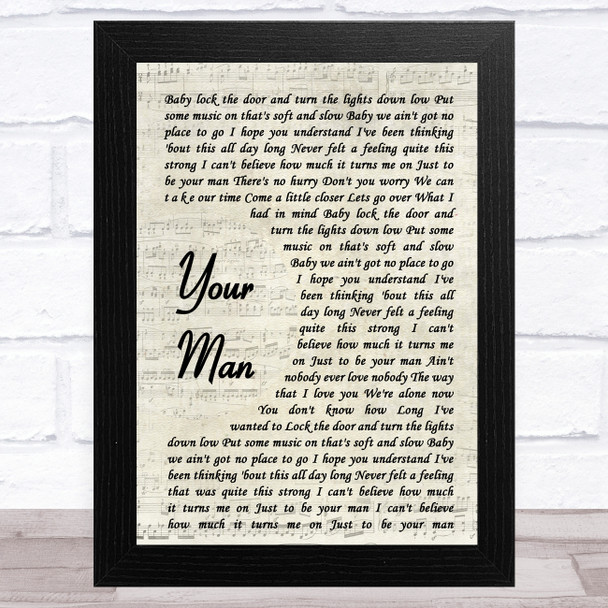 Josh Turner Your Man Vintage Script Song Lyric Music Art Print