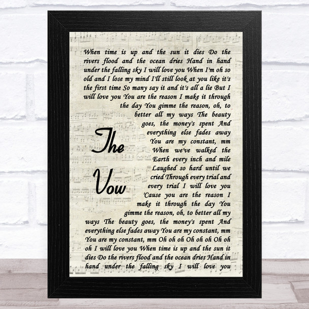 Ruth-Anne Cunningham The Vow Vintage Script Song Lyric Music Art Print