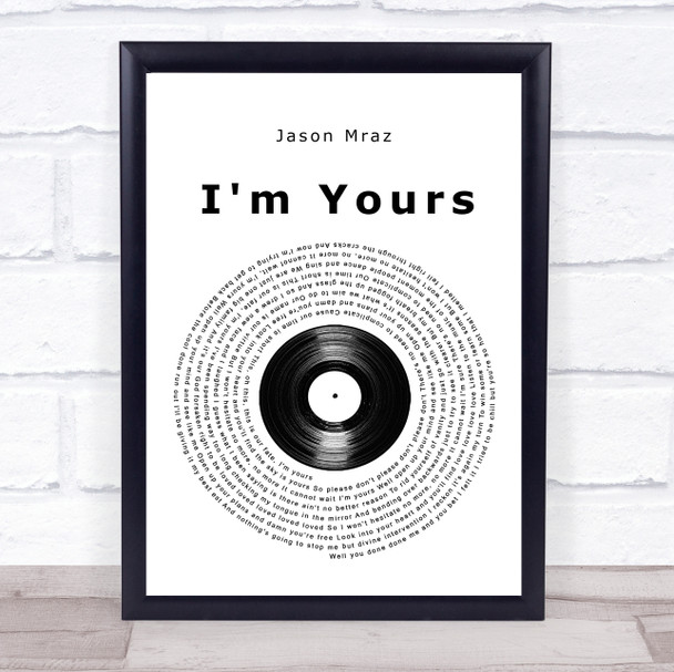 Jason Mraz I'm Yours Vinyl Record Song Lyric Quote Music Print