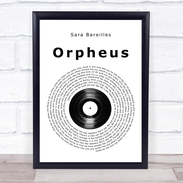 Sara Bareilles Orpheus Vinyl Record Song Lyric Quote Music Print