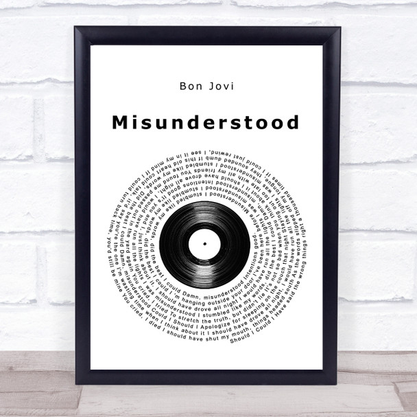 Bon Jovi Misunderstood Vinyl Record Song Lyric Wall Art Print