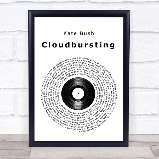 Kate Bush Cloudbursting Vinyl Record Song Lyric Wall Art Print