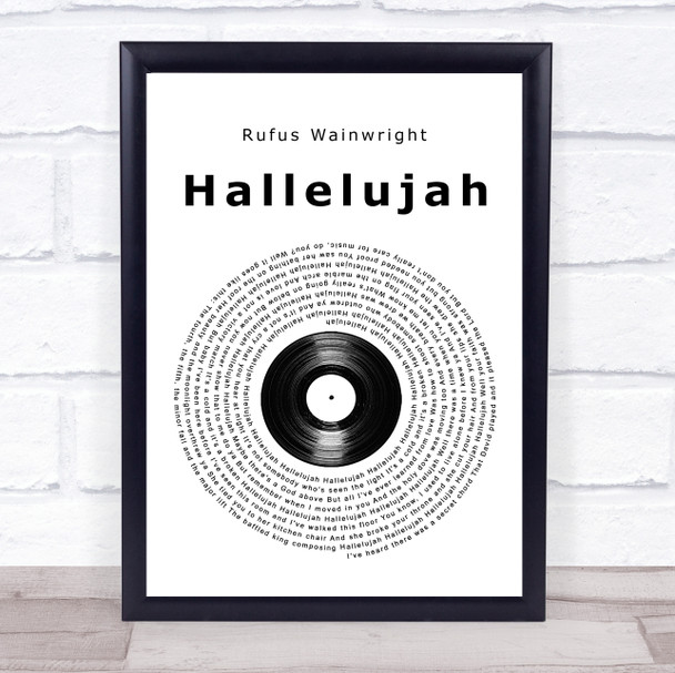 Rufus Wainwright Hallelujah Vinyl Record Song Lyric Wall Art Print