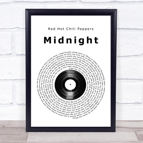 Red Hot Chili Peppers Midnight Vinyl Record Song Lyric Wall Art Print