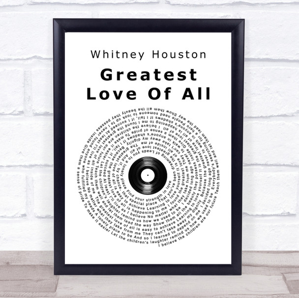 Whitney Houston Greatest Love Of All Vinyl Record Song Lyric Quote Print