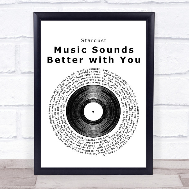 Stardust Music Sounds Better with You Vinyl Record Song Lyric Quote Print