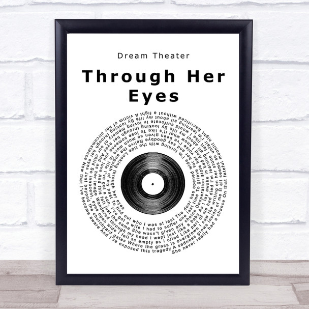 Dream Theater Through Her Eyes Vinyl Record Song Lyric Quote Print