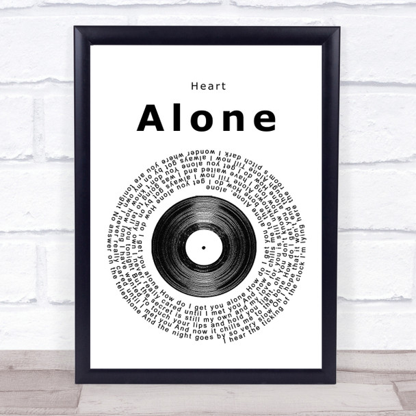Heart Alone Vinyl Record Song Lyric Quote Print