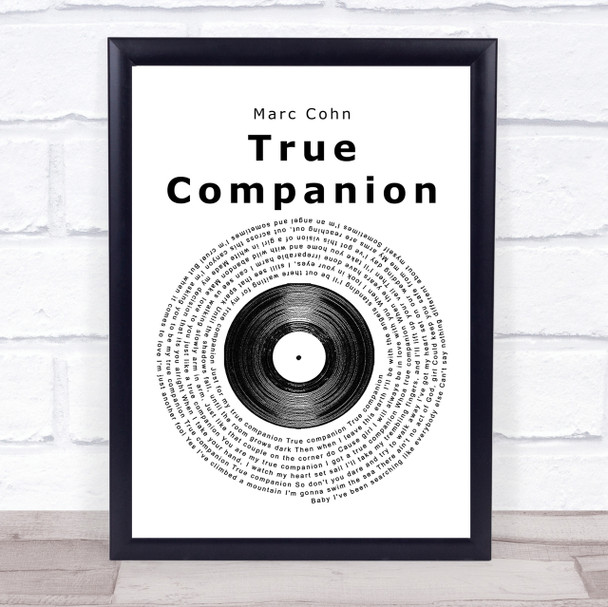 Marc Cohn True Companion Vinyl Record Song Lyric Quote Print