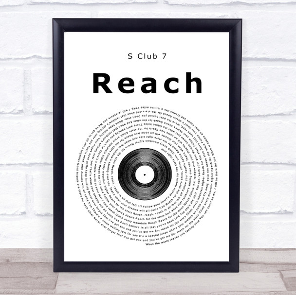 S Club 7 Reach Vinyl Record Song Lyric Quote Print