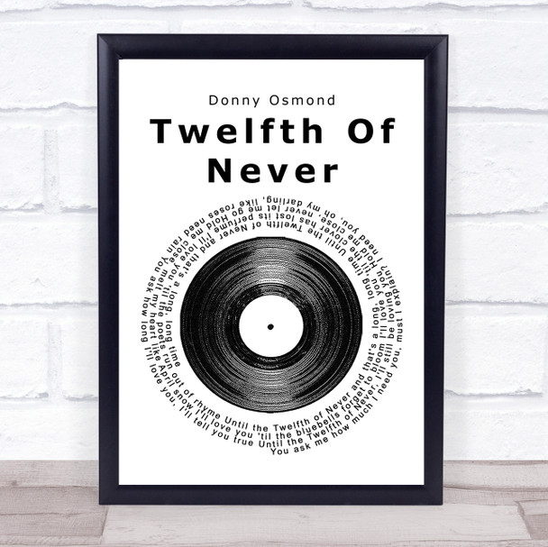 Donny Osmond Twelfth Of Never Vinyl Record Song Lyric Print