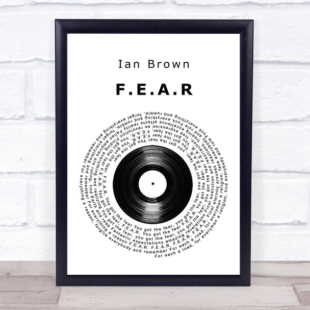 Ian Brown FEAR Vinyl Record Song Lyric Print