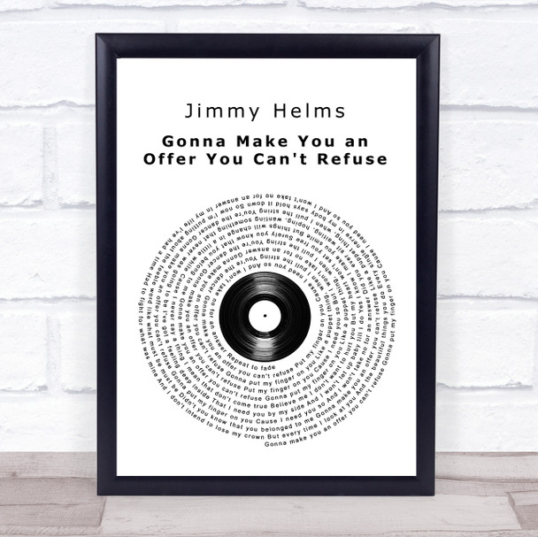 Jimmy Helms Gonna Make You an Offer You Can't Refuse Vinyl Record Song Lyric Print