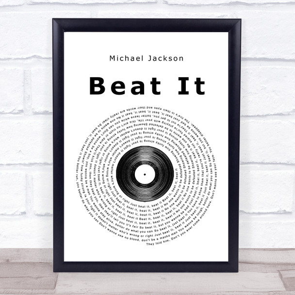 Michael Jackson Beat It Vinyl Record Song Lyric Print