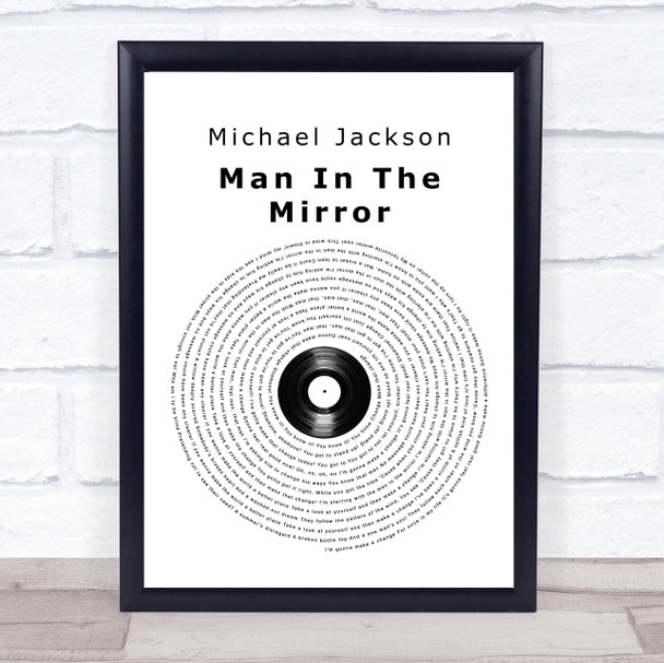 Michael Jackson Man In The Mirror Vinyl Record Song Lyric Print