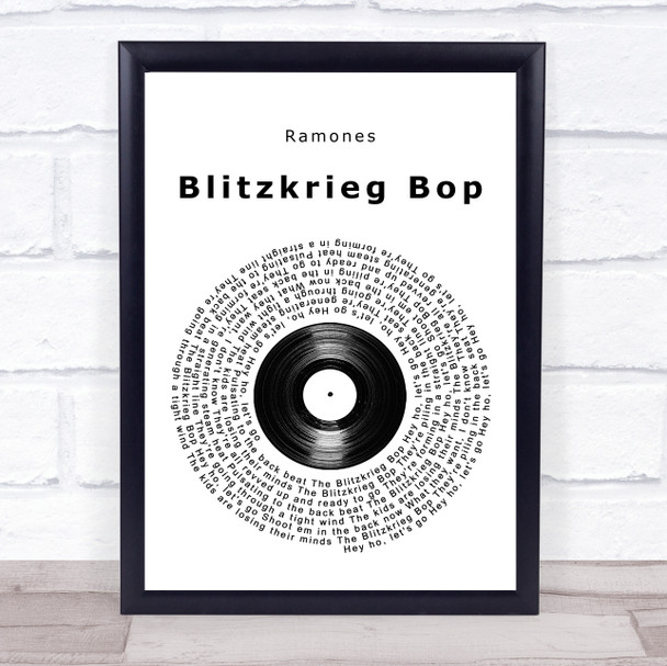 Ramones Blitzkrieg Bop Vinyl Record Song Lyric Print