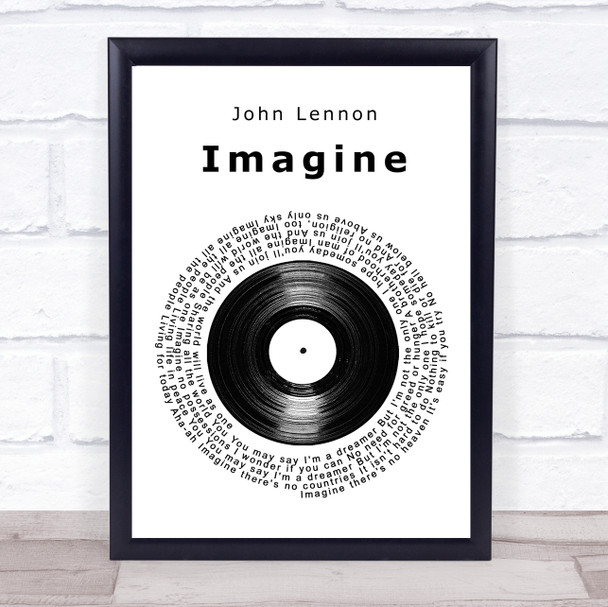 John Lennon Imagine Vinyl Record Song Lyric Print