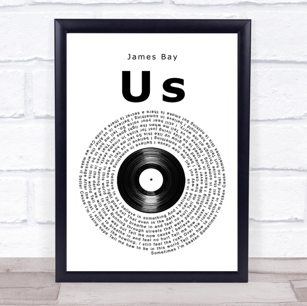 James Bay Us Vinyl Record Song Lyric Print James Bay Us Vinyl Record Song Lyric Print