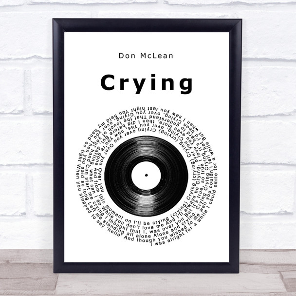 Don McLean Crying Vinyl Record Song Lyric Print