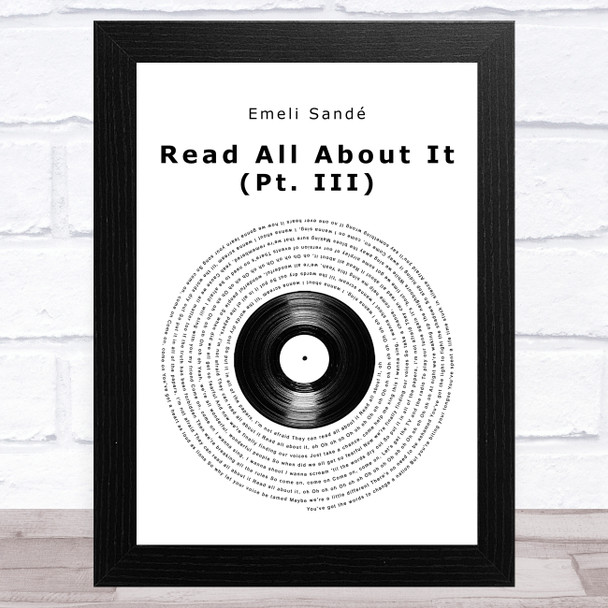 Emeli Sand?® Read All About It (Pt. III) Vinyl Record Song Lyric Music Art Print