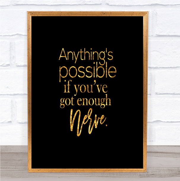 Anything's Possible Quote Print Black & Gold Wall Art Picture Anything's Possible Quote Print Black & Gold Wall Art Picture