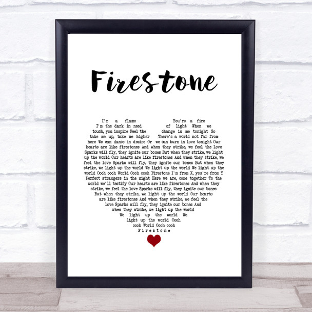 Kygo Firestone White Heart Song Lyric Print