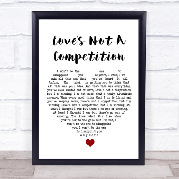 Kaiser Chiefs Love's Not A Competition White Heart Song Lyric Quote Music Print