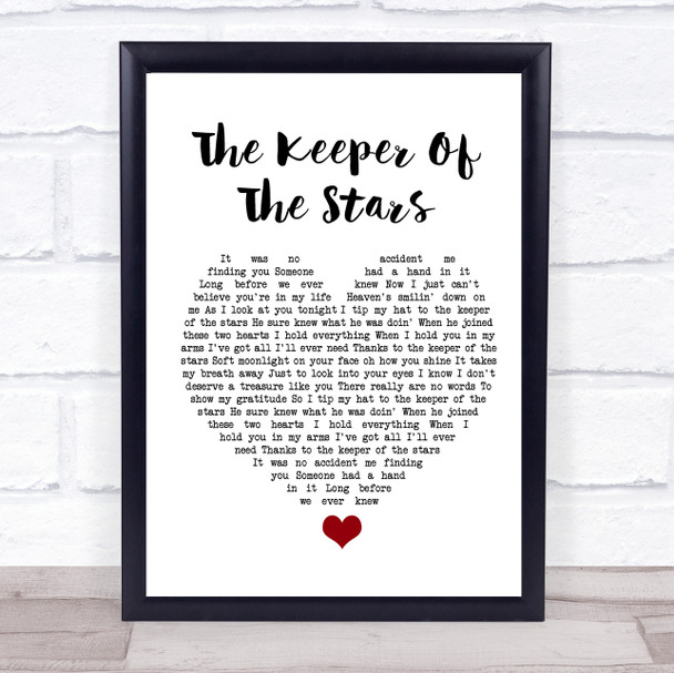 Tracy Byrd The Keeper Of The Stars White Heart Song Lyric Quote Music Print