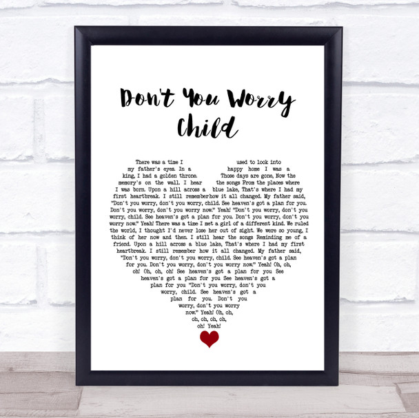 Swedish House Mafia Don't You Worry Child White Heart Song Lyric Quote Music Print