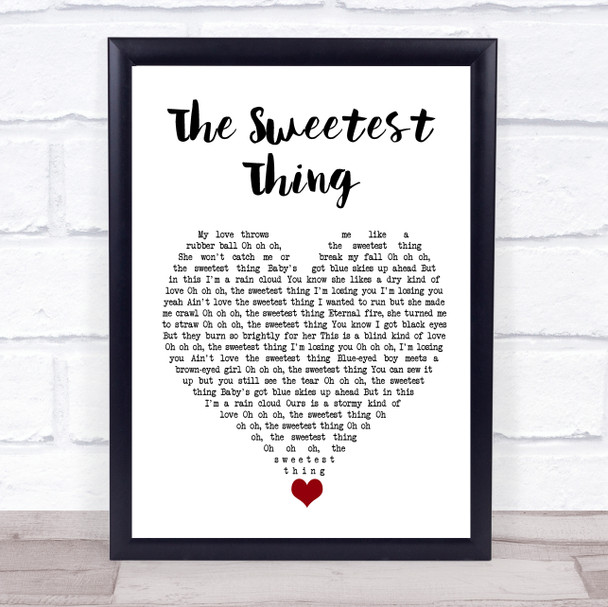U2 The Sweetest Thing White Heart Song Lyric Quote Music Print