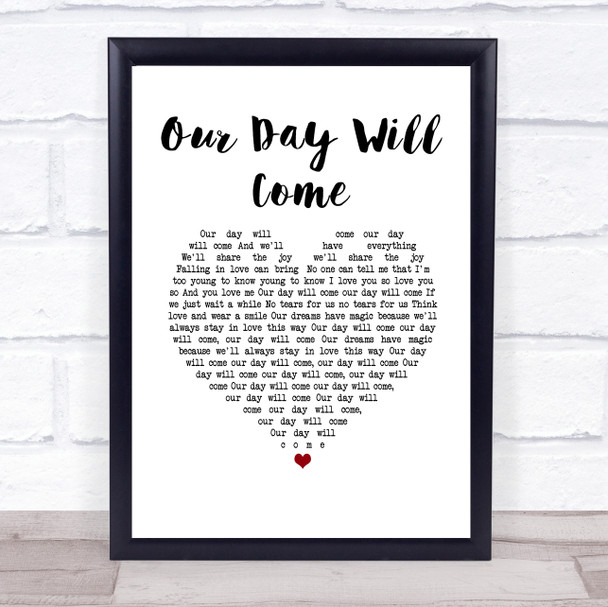 Amy Winehouse Our Day Will Come White Heart Song Lyric Quote Music Print