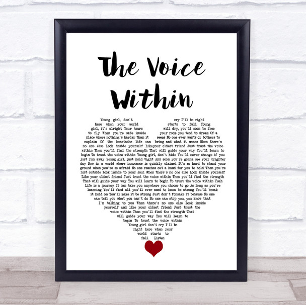 Christina Aguilera The Voice Within White Heart Song Lyric Quote Music Print