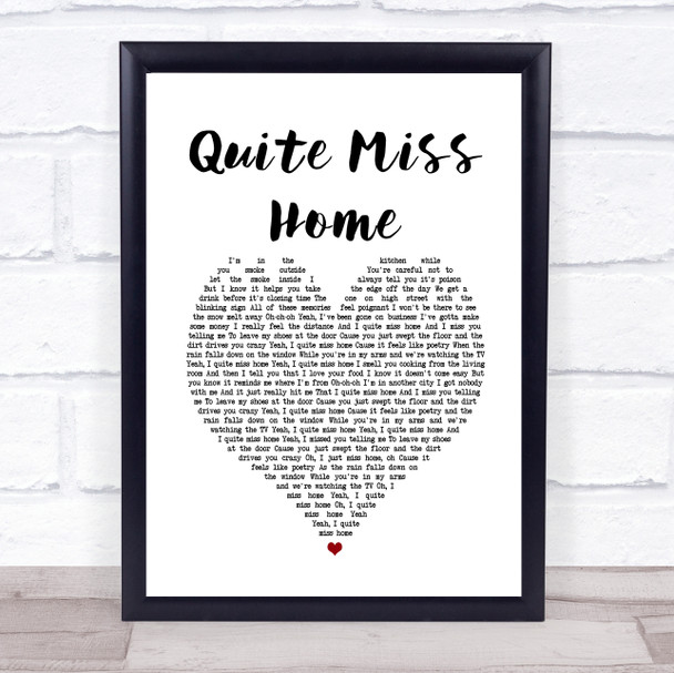 James Arthur Quite Miss Home White Heart Song Lyric Quote Music Print