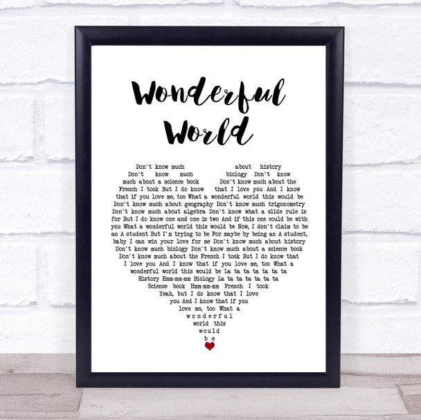 Sam Cooke Wonderful World White Heart Song Lyric Quote Music Print