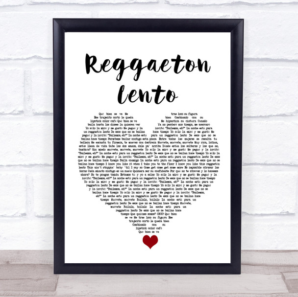 CNCO Reggaeton Lento White Heart Song Lyric Quote Music Print