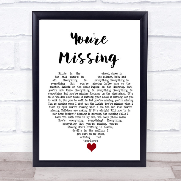 Bruce Springsteen You're Missing White Heart Song Lyric Quote Music Print